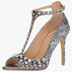 Jewel Badgley Mischka Conroy Metallic Glitter Evening Shoe 6.5 NIB